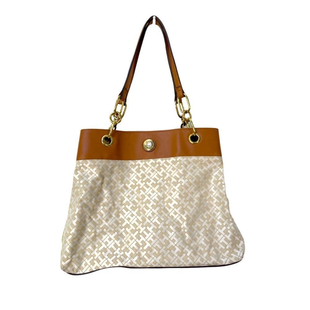Tommy Hilfiger shoulder bag Canvas/leather beige/brown bag Women's shoulder bag